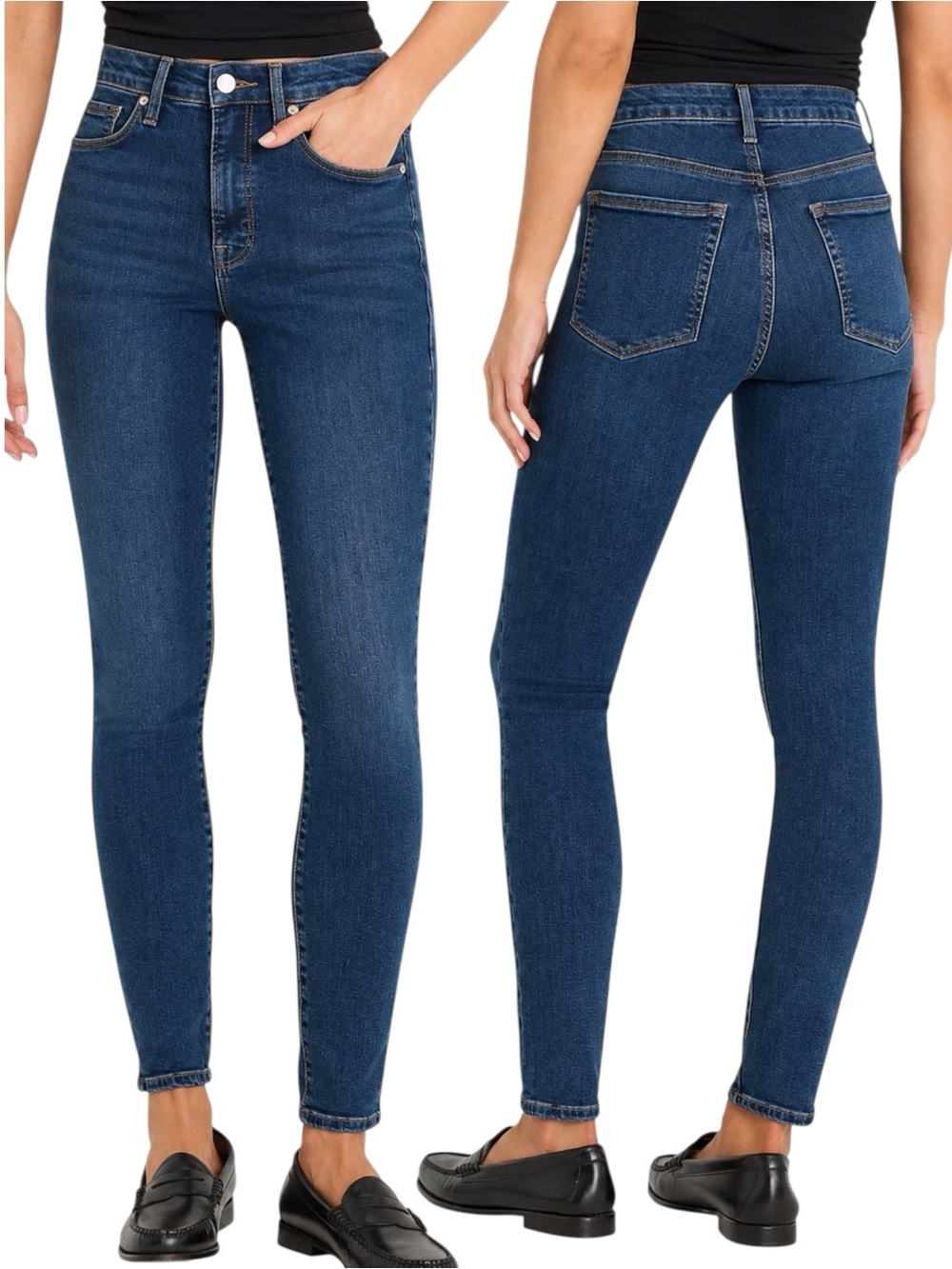 Good American Always Fits Good Legs Long Skinny Jeans 6-12 High Rise Tall Calik